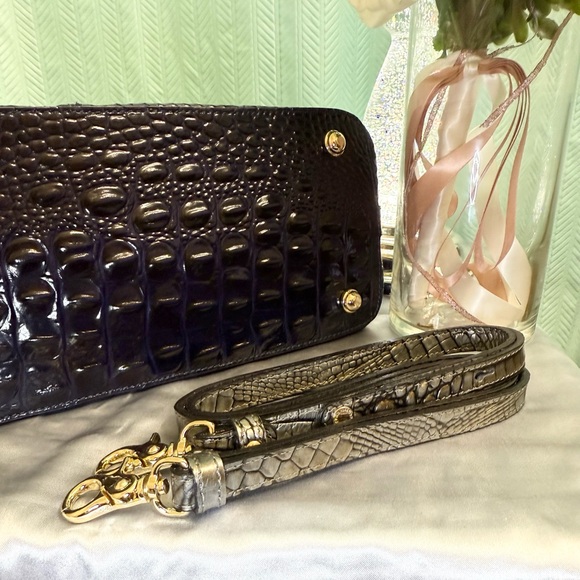 🎉HOST PICK🎉 RARE! NWOT - Brahmin Large Croc & Snake Embossed Duxbury Satchel - Picture 10 of 11